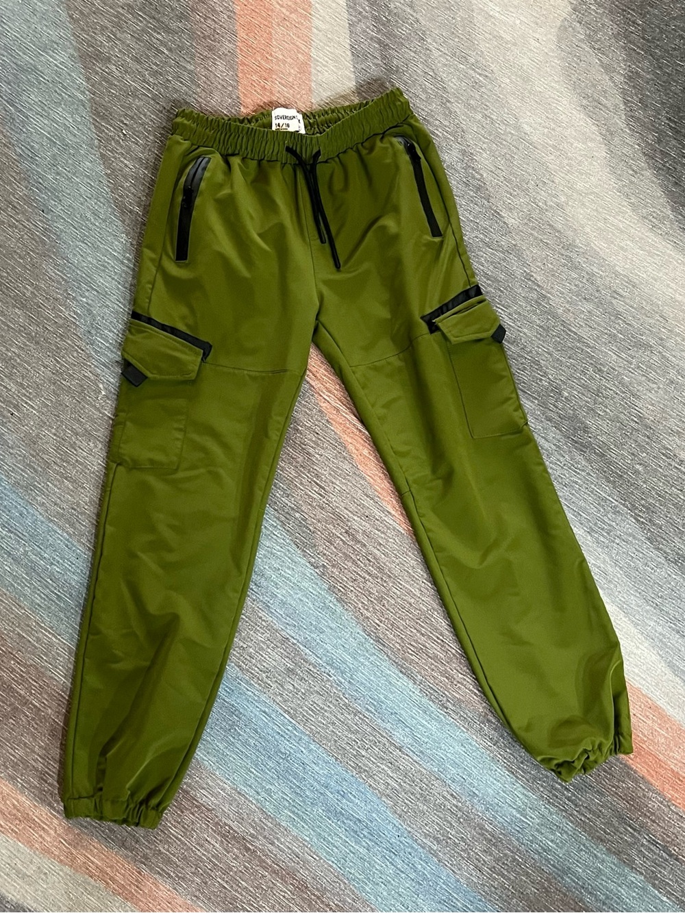Kid's Olive Green Cargo Jogger Pants